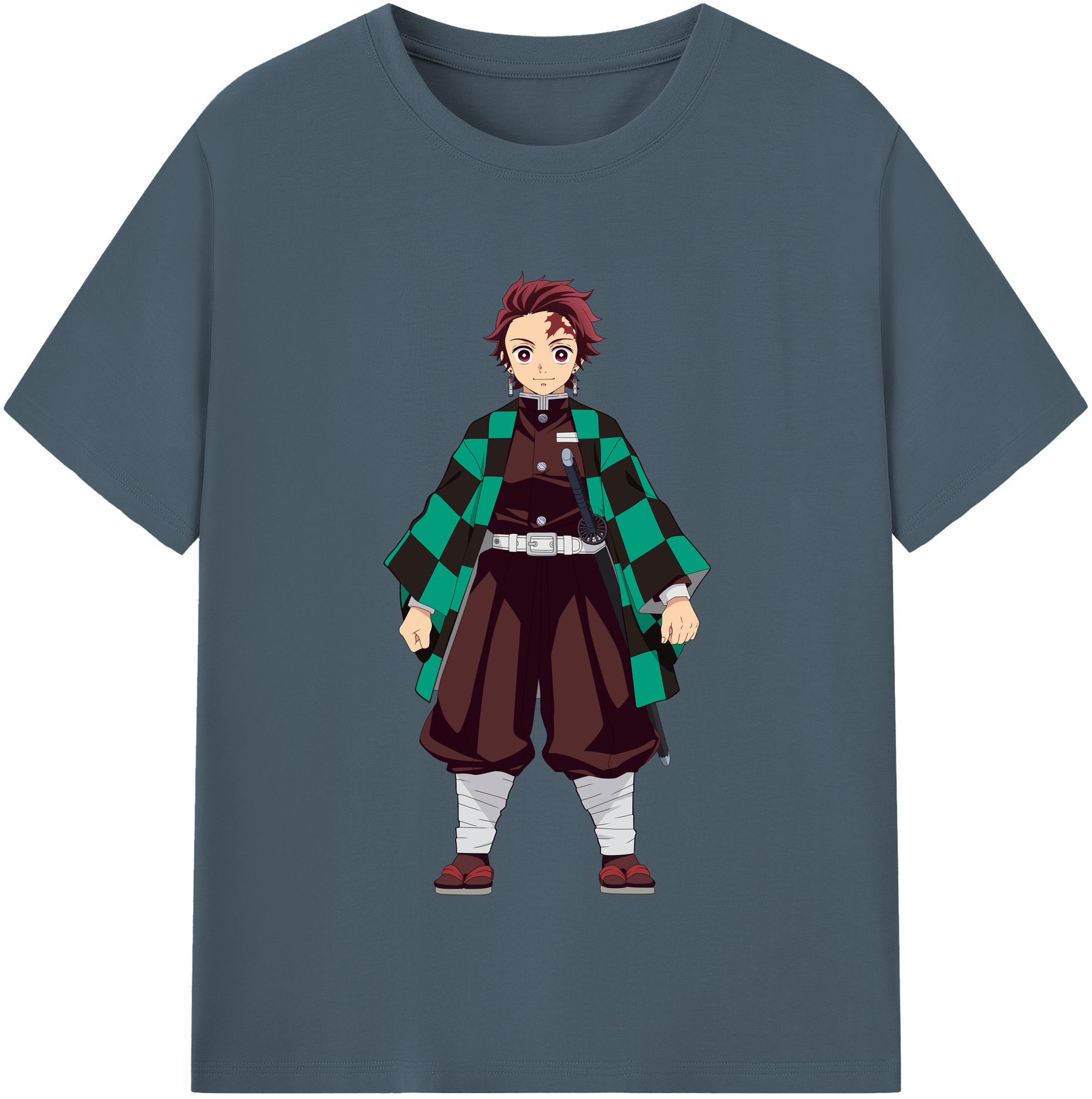 （画像用） 鬼滅の刃 竈門 炭治郎／かまど たんじろう Kamado Tanjirou 綿100％半袖Tシャツ（フロントプリント）